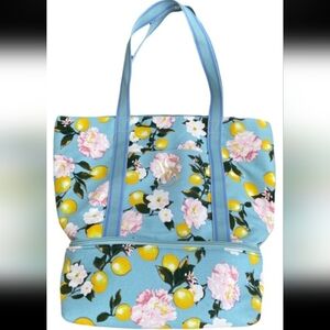 luxury VS cooler Tiffany teal lemon floral  nwt tote zip h2oproof jumbo bag